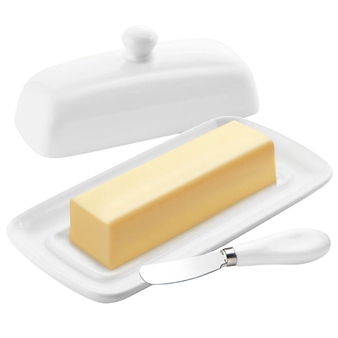 Smørskål med låg i porcelæn — Dallas Home