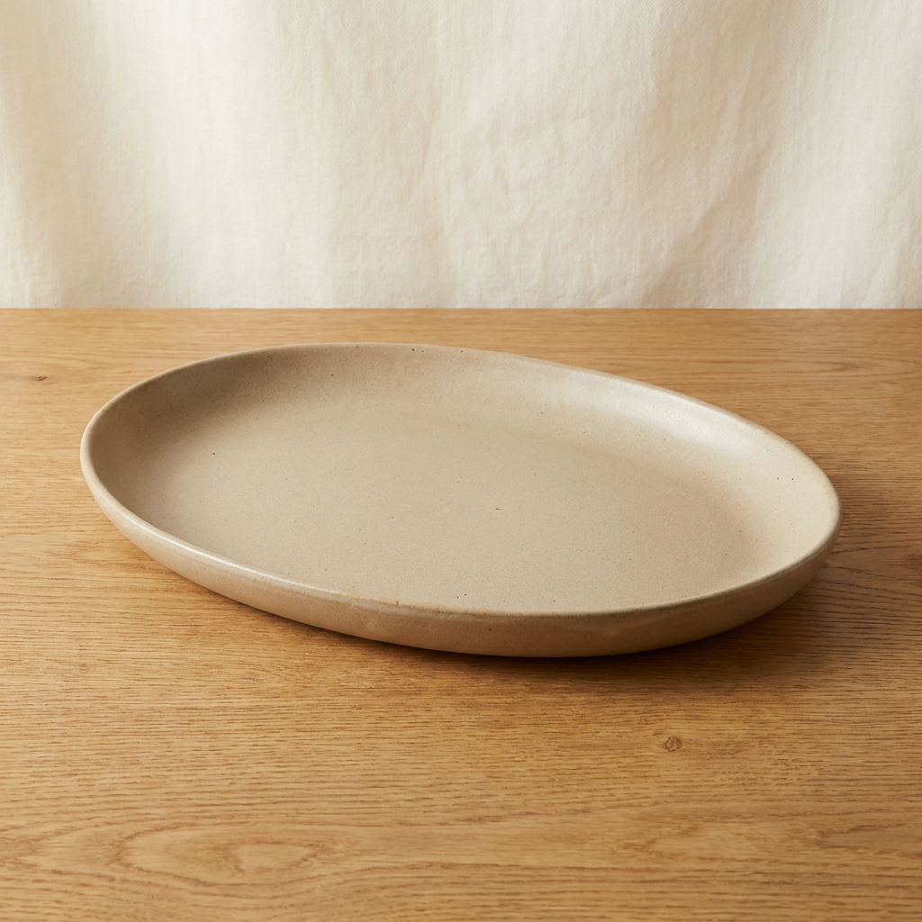 Ovale serveringsfad i stoneware, 35 × 22 cm — Dallas Home
