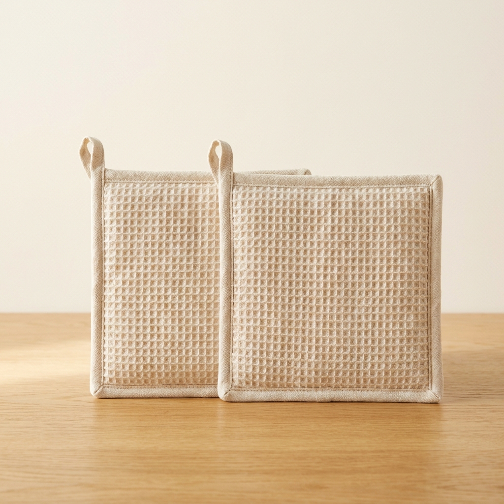 Grydelapper i vaffelvævet bomuld sæt 2 stk, 20 × 20 cm — Dallas Home
