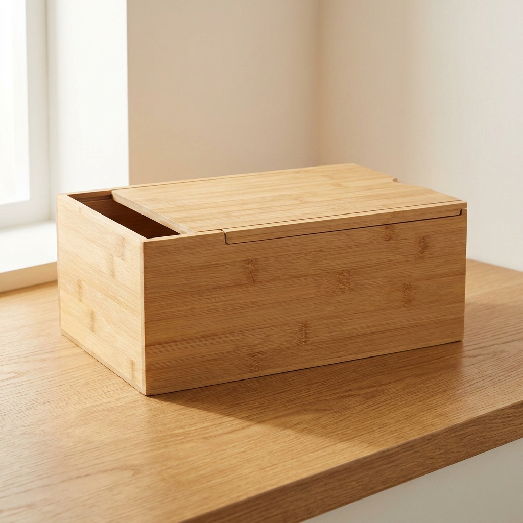Brødbøtte i bambus med skydelåg, 34 × 22 × 14 cm — Dallas Home